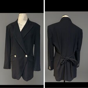 Vintage 90s Express Black Tie Back Blazer Jacket NWT New Old Stock Med